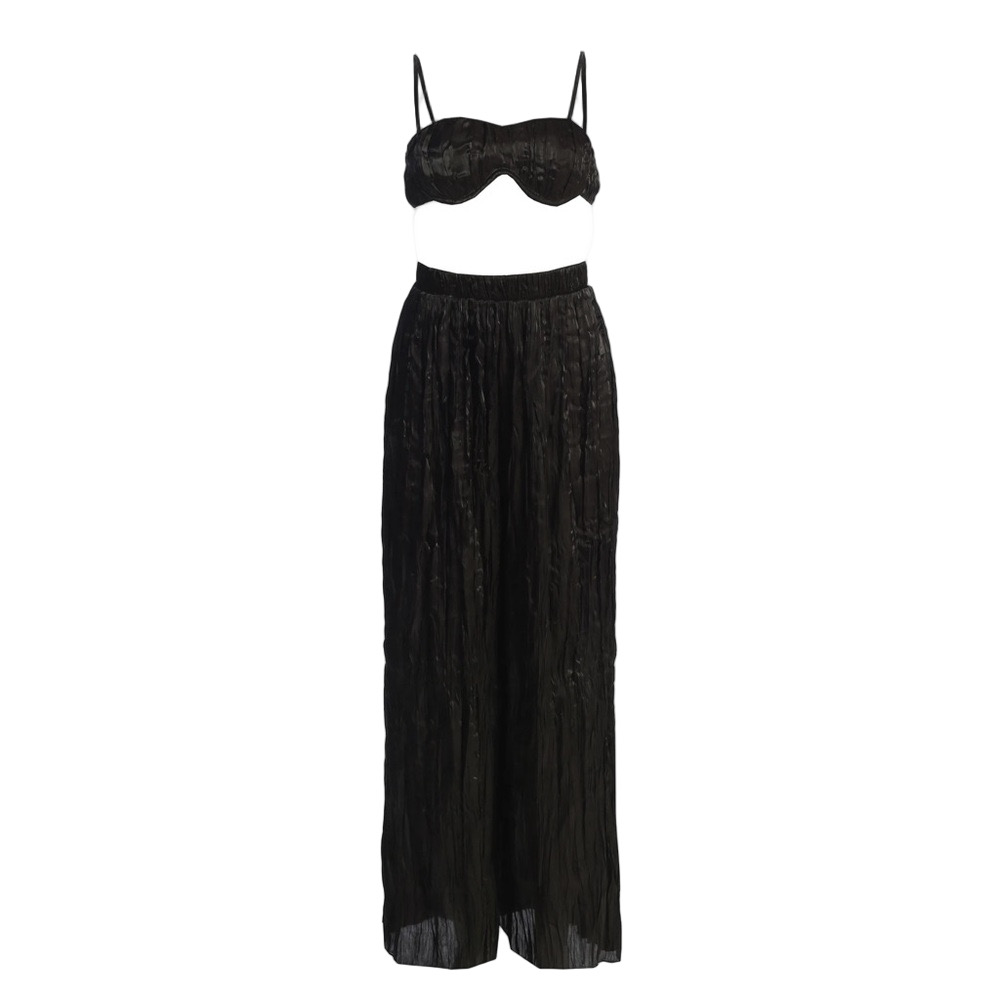 JLUXLABEL “Let’s Get Away” Black Satin Pant Set (M) - Picture 2 of 5